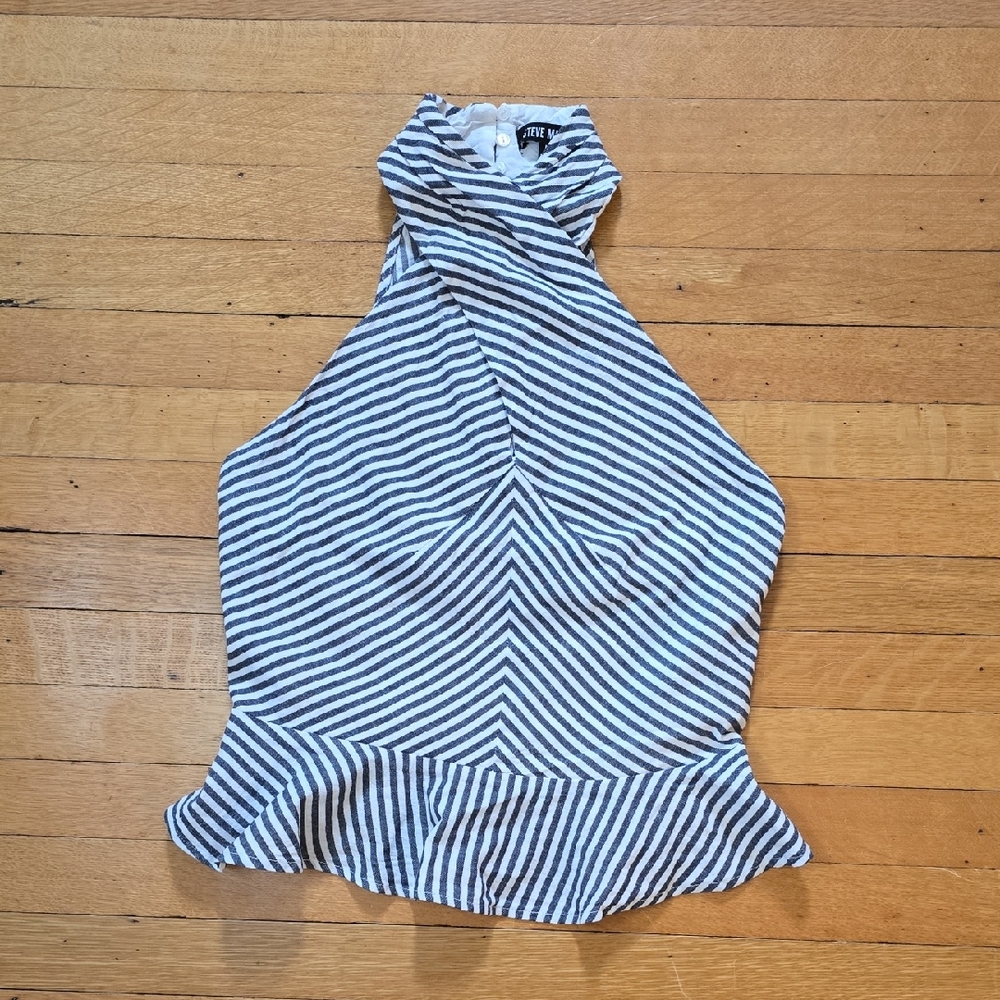 Steve Madden, Striped Halter Peplum Top, Gray VGUC Women's Size M